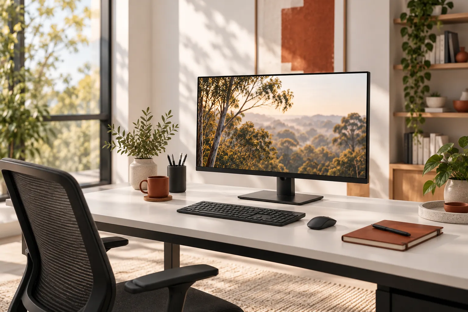 Illustration of a small office workstation.